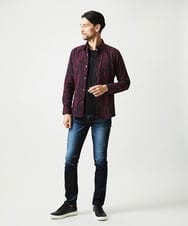 MNBAI63270 MICHEL KLEIN HOMME(ミッシェルクラン オム) 総柄タック入り長袖シャツ パープル
