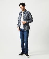 MNBAI63270 MICHEL KLEIN HOMME(ミッシェルクラン オム) 総柄タック入り長袖シャツ グレー