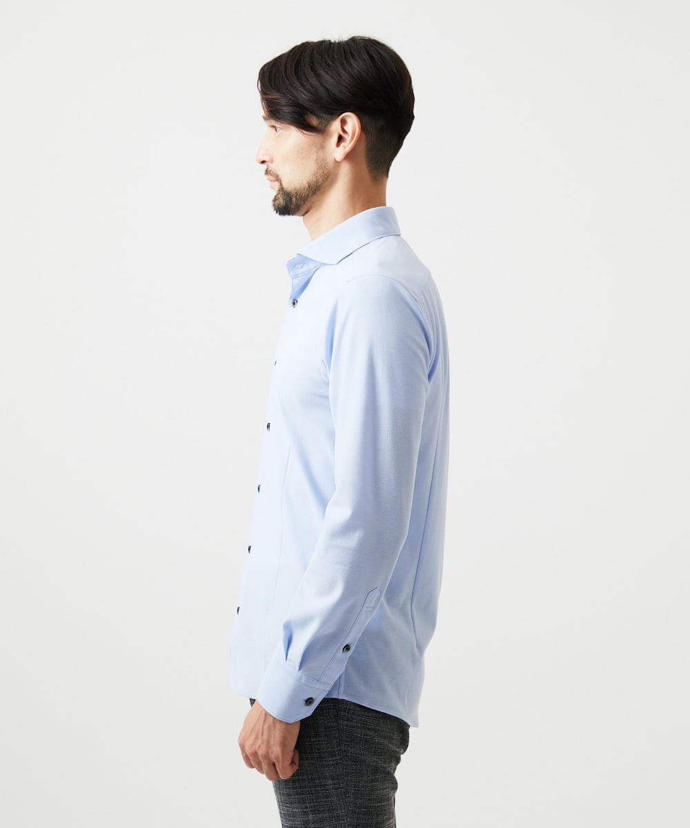 MNBDF50200 MICHEL KLEIN HOMME(ミッシェルクラン オム) 《日本製》ベーシックジャージ長袖シャツ ライトブルー