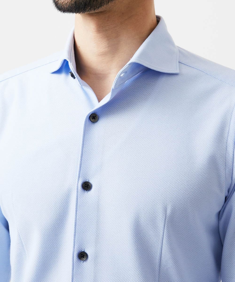 MNBDF50200 MICHEL KLEIN HOMME(ミッシェルクラン オム) 《日本製》ベーシックジャージ長袖シャツ ライトブルー