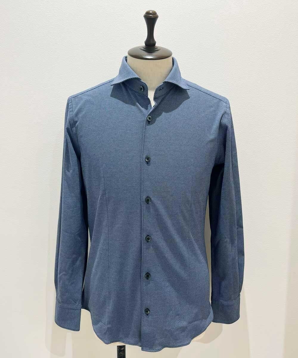 MNBDF50200 MICHEL KLEIN HOMME(ミッシェルクラン オム) 《日本製》ベーシックジャージ長袖シャツ ネイビー
