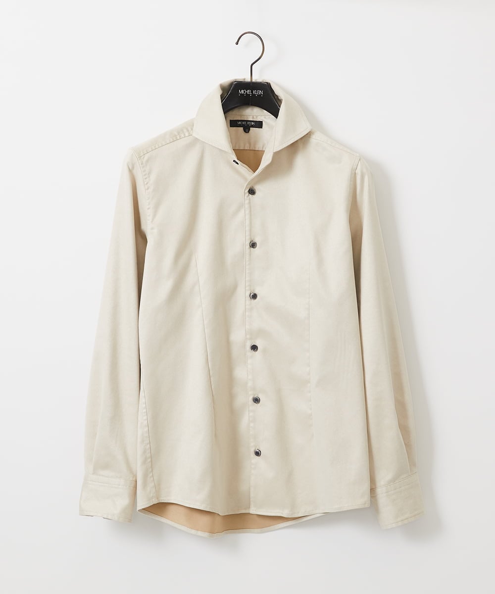 MNBGC37230 MICHEL KLEIN HOMME(ミッシェルクラン オム) スエードストレッチ長袖シャツ オフホワイト
