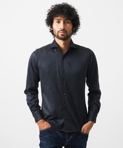 MNBGC37230 MICHEL KLEIN HOMME スエードストレッチ長袖シャツ