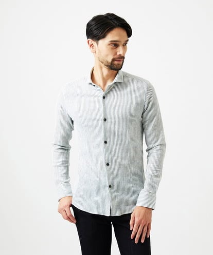 MNBGD52250 MICHEL KLEIN HOMME ジャージストライプ長袖シャツ