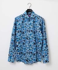 MNBGD60290 MICHEL KLEIN HOMME(ミッシェルクラン オム) 《日本製》総柄長袖シャツ ブルー