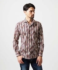 MNBGD60290 MICHEL KLEIN HOMME(ミッシェルクラン オム) 《日本製》総柄長袖シャツ ベージュ