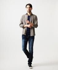 MNBGF56210 MICHEL KLEIN HOMME(ミッシェルクラン オム) ストレッチサッカー長袖シャツ ベージュ