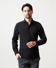 MNBGF56210 MICHEL KLEIN HOMME(ミッシェルクラン オム) ストレッチサッカー長袖シャツ ブラック