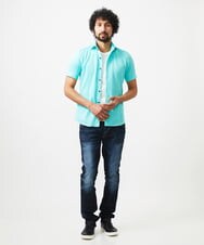 MNBHC61200 MICHEL KLEIN HOMME(ミッシェルクラン オム) 《日本製》ジャガード柄半袖シャツ グリーン