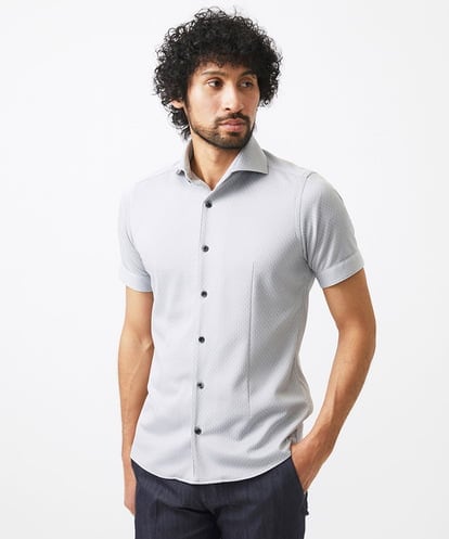MNBHC61200 MICHEL KLEIN HOMME 《日本製》ジャガード柄半袖シャツ