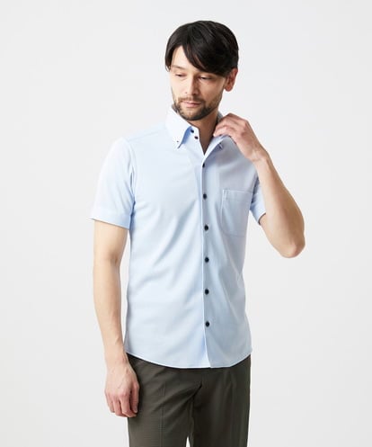 MNBHF64180 MICHEL KLEIN HOMME 《日本製》イージーケアボタンダウン半袖シャツ