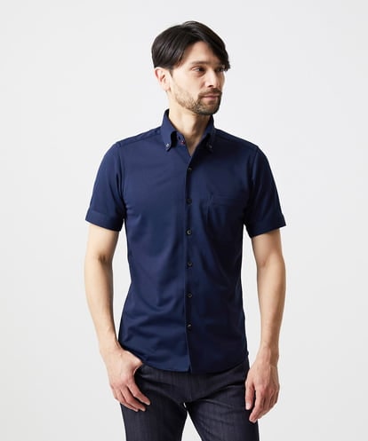 MNBHF64180 MICHEL KLEIN HOMME 《日本製》イージーケアボタンダウン半袖シャツ