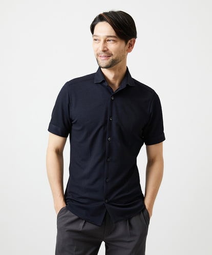 MNBIF01200 MICHEL KLEIN HOMME 《日本製》チドリ柄半袖シャツ