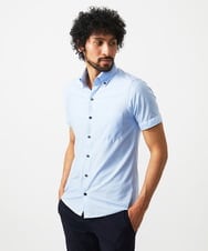 MNBJC68200 MICHEL KLEIN HOMME(ミッシェルクラン オム) 《日本製》マイクロチェック柄半袖シャツ ライトブルー