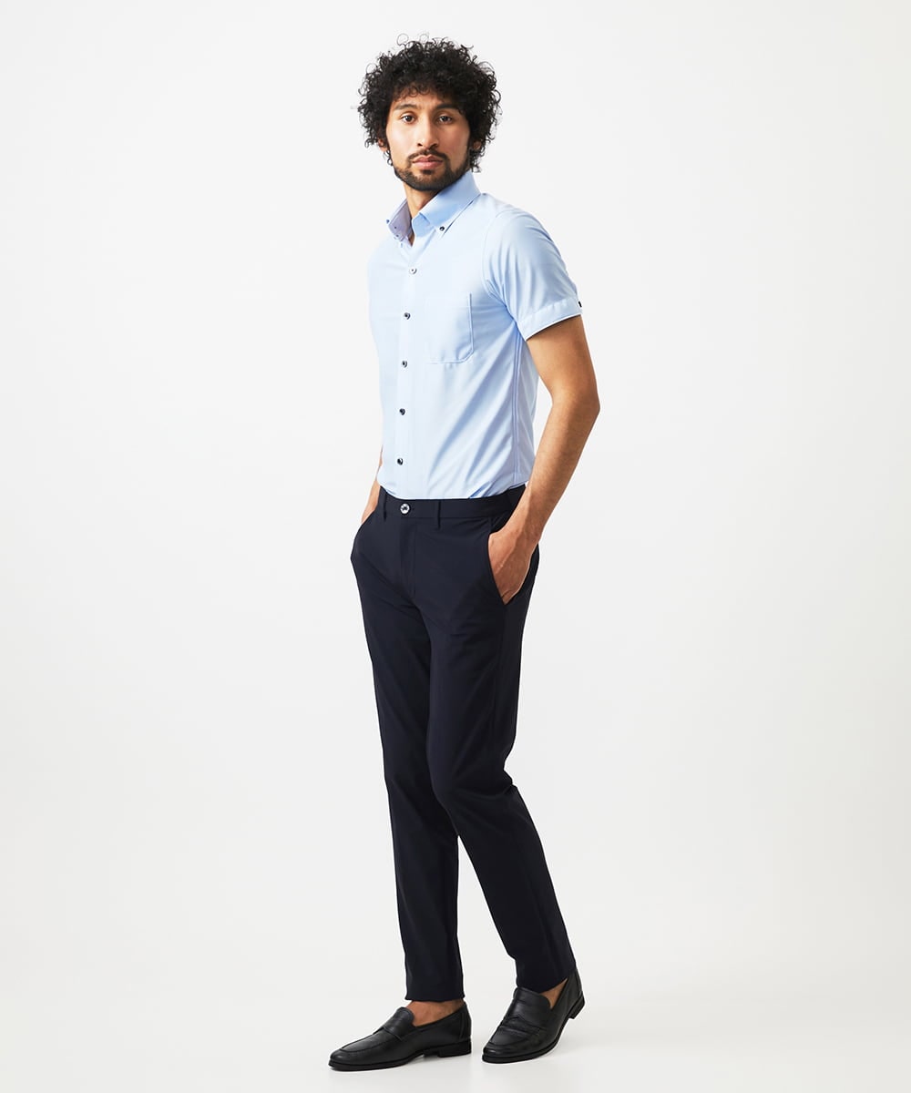 MNBJC68200 MICHEL KLEIN HOMME(ミッシェルクラン オム) 《日本製》マイクロチェック柄半袖シャツ ライトブルー
