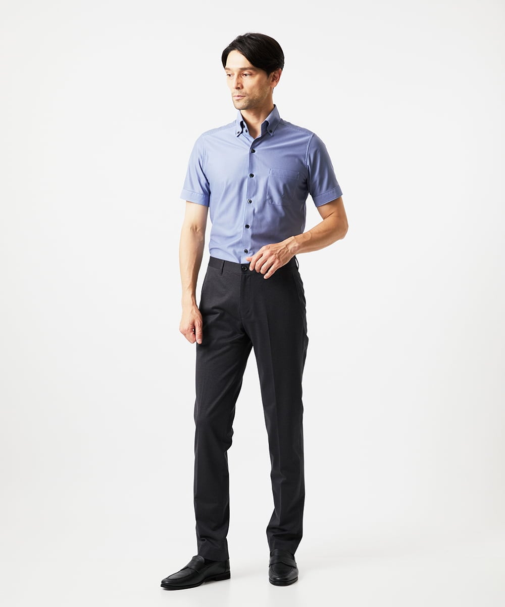 MNBJC68200 MICHEL KLEIN HOMME(ミッシェルクラン オム) 《日本製》マイクロチェック柄半袖シャツ ブルー