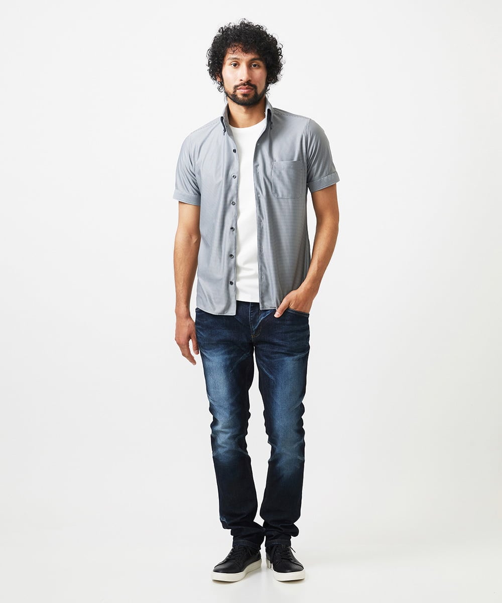 MNBJC68200 MICHEL KLEIN HOMME(ミッシェルクラン オム) 《日本製》マイクロチェック柄半袖シャツ グレー