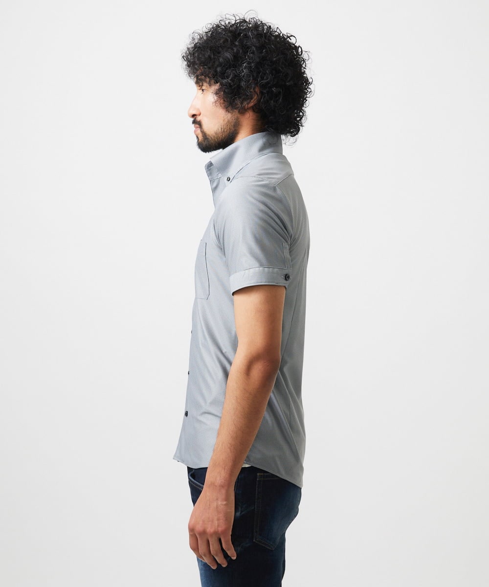 MNBJC68200 MICHEL KLEIN HOMME(ミッシェルクラン オム) 《日本製》マイクロチェック柄半袖シャツ グレー