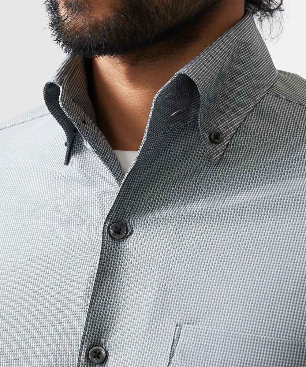 MNBJC68200 MICHEL KLEIN HOMME(ミッシェルクラン オム) 《日本製》マイクロチェック柄半袖シャツ グレー