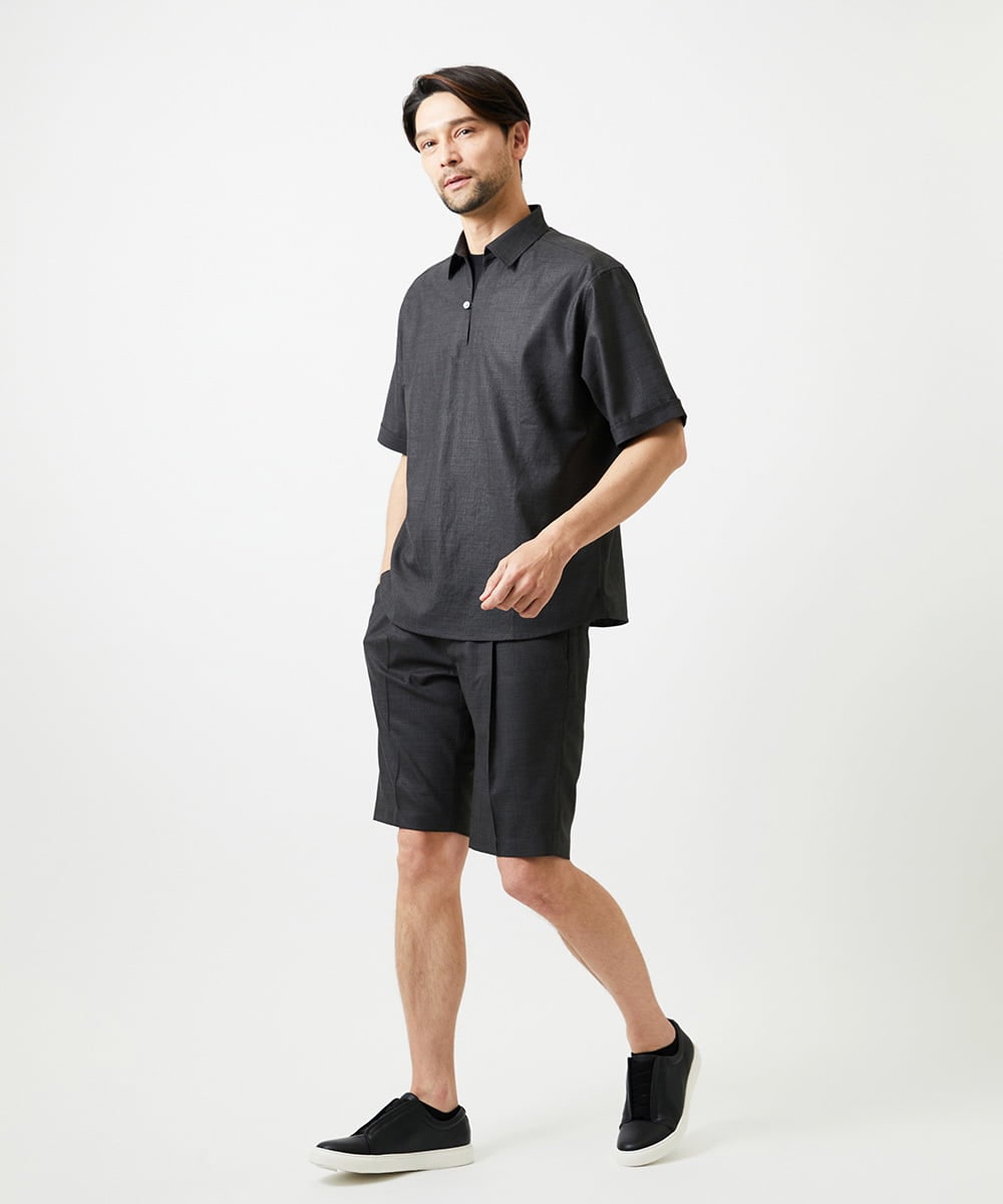MNBJD51270 MICHEL KLEIN HOMME(ミッシェルクラン オム) 【セットアップ】カプリ半袖シャツ ダークグレー