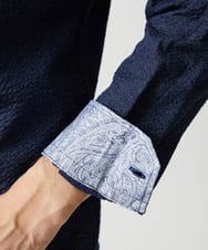 MNBJD53230 MICHEL KLEIN HOMME(ミッシェルクラン オム) コットンウェーブ長袖シャツ ネイビー