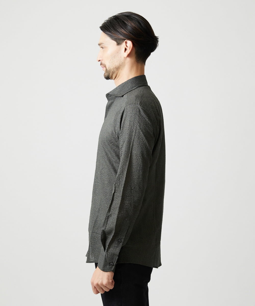 MNBJD53230 MICHEL KLEIN HOMME(ミッシェルクラン オム) コットンウェーブ長袖シャツ ダークグレー
