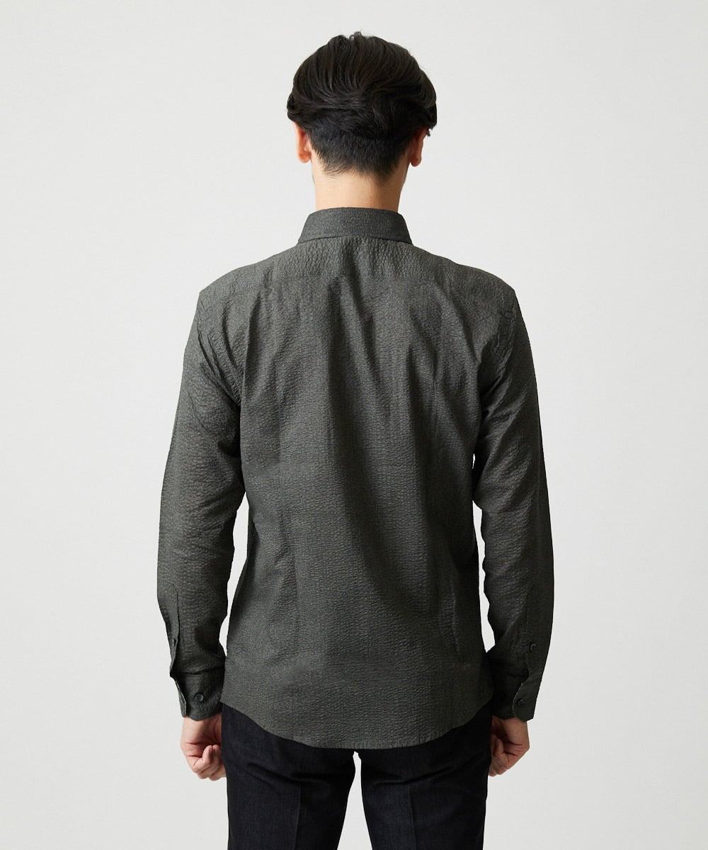 MNBJD53230 MICHEL KLEIN HOMME(ミッシェルクラン オム) コットンウェーブ長袖シャツ ダークグレー