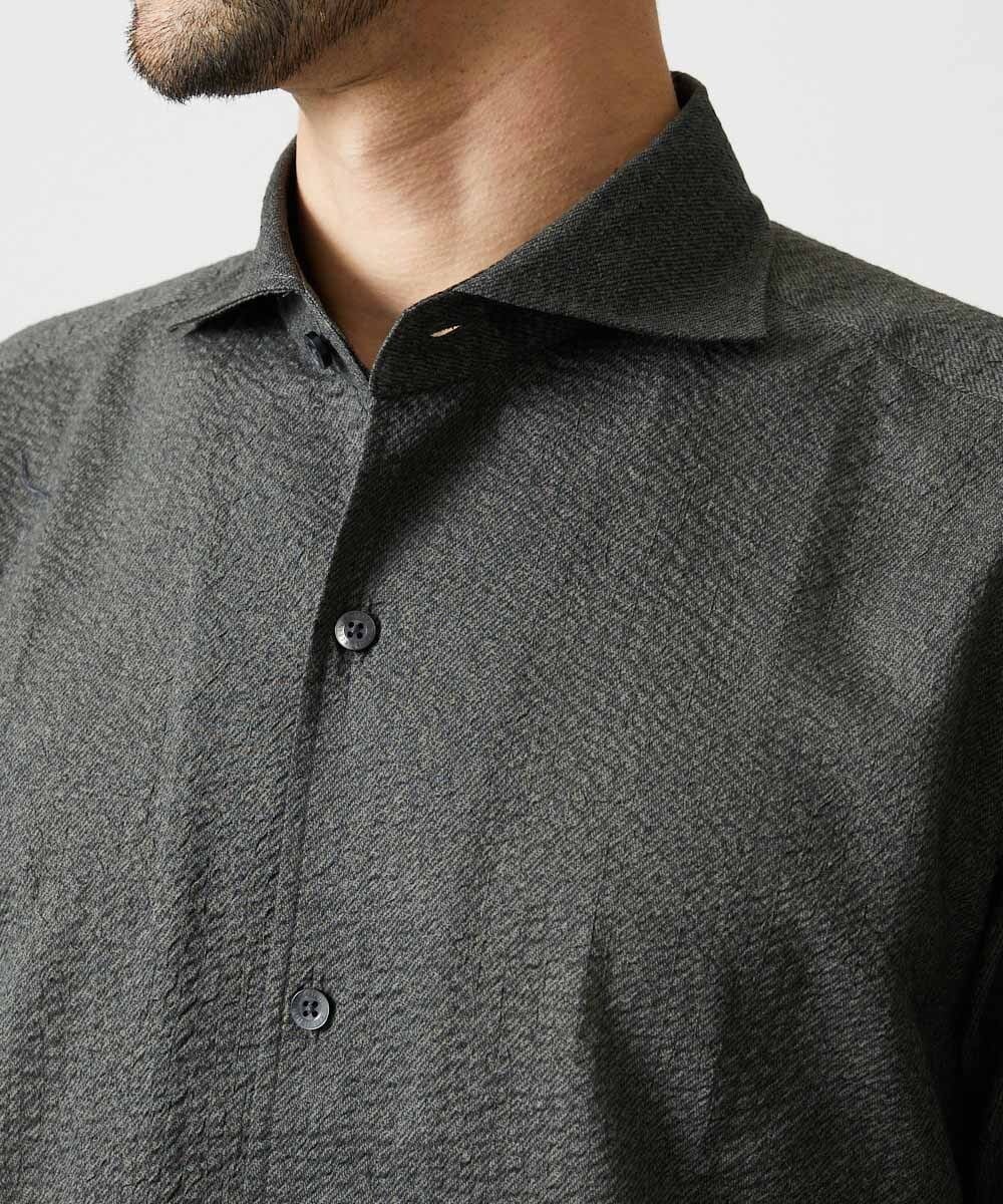 MNBJD53230 MICHEL KLEIN HOMME(ミッシェルクラン オム) コットンウェーブ長袖シャツ ダークグレー