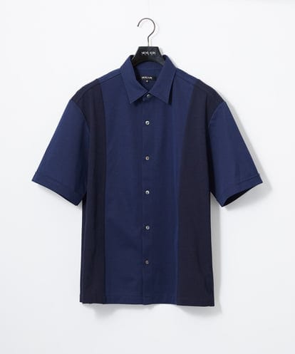 MNBJD63250 MICHEL KLEIN HOMME 【セットアップ】異素材コンビ半袖シャツ