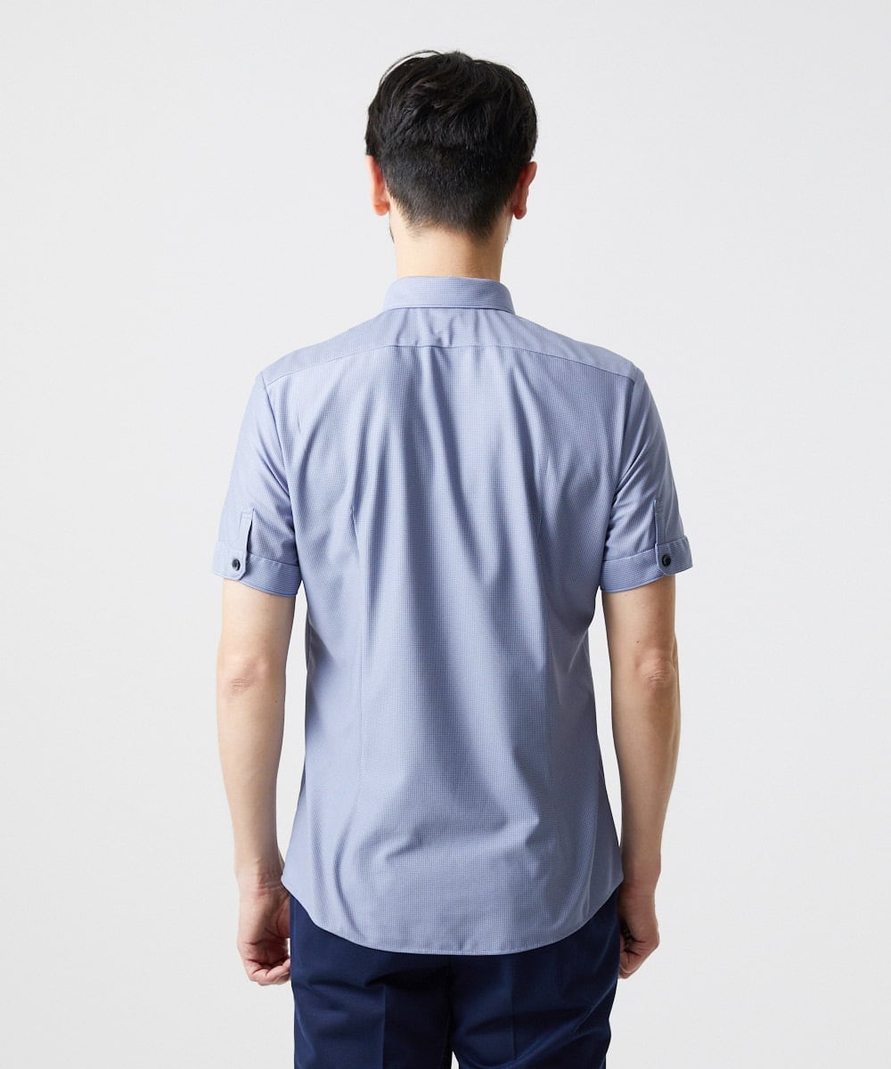 MNBJF68200 MICHEL KLEIN HOMME(ミッシェルクラン オム) 《日本製》ボタンダウン 柄半袖シャツ ブルー