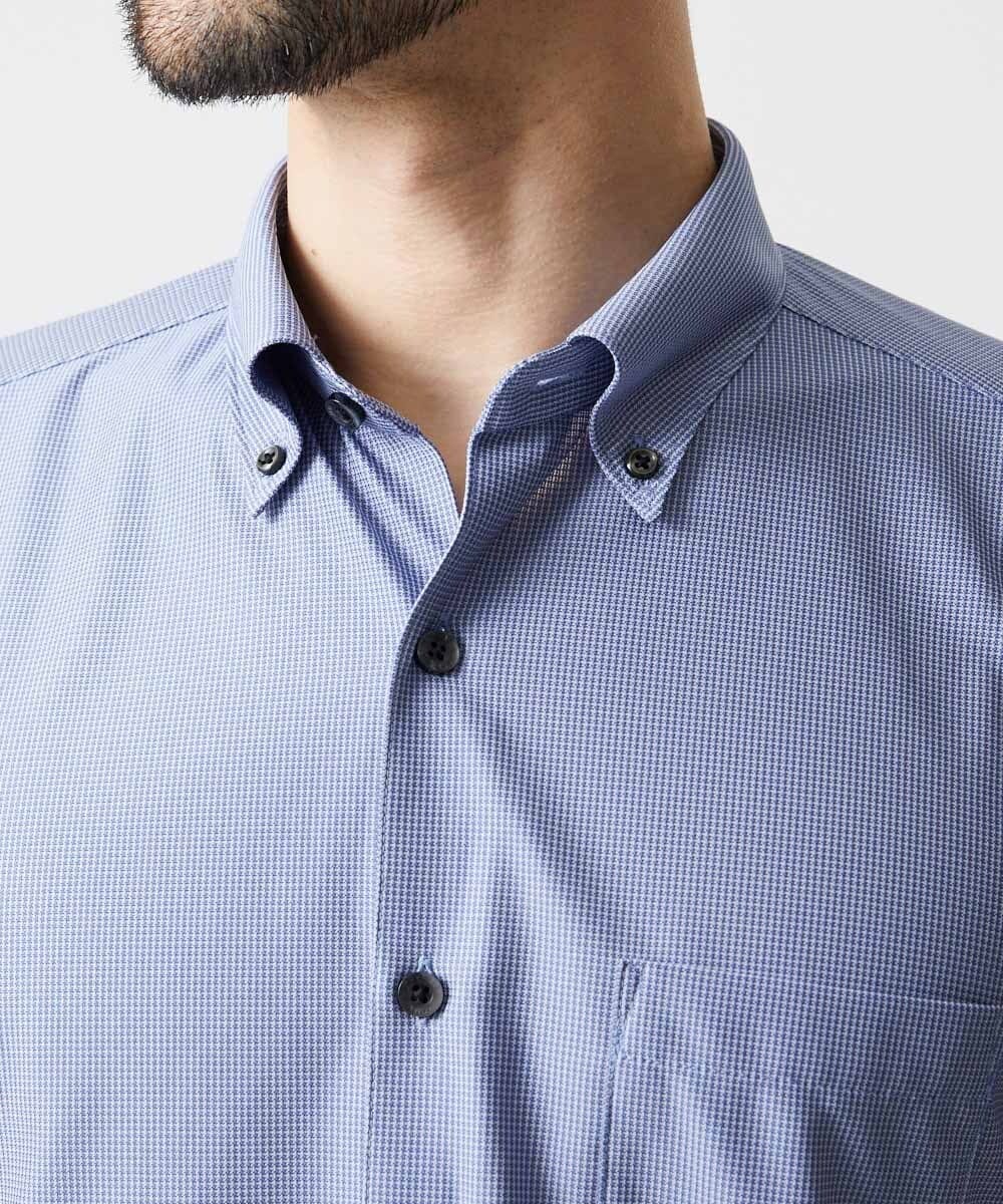 MNBJF68200 MICHEL KLEIN HOMME(ミッシェルクラン オム) 《日本製》ボタンダウン 柄半袖シャツ ブルー