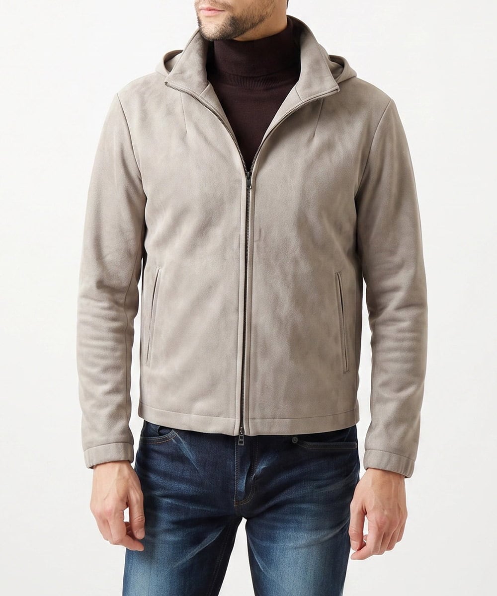 MNCAI64350 MICHEL KLEIN HOMME(ミッシェルクラン オム) 【セットアップ】スエードジップアップパーカー アイボリー