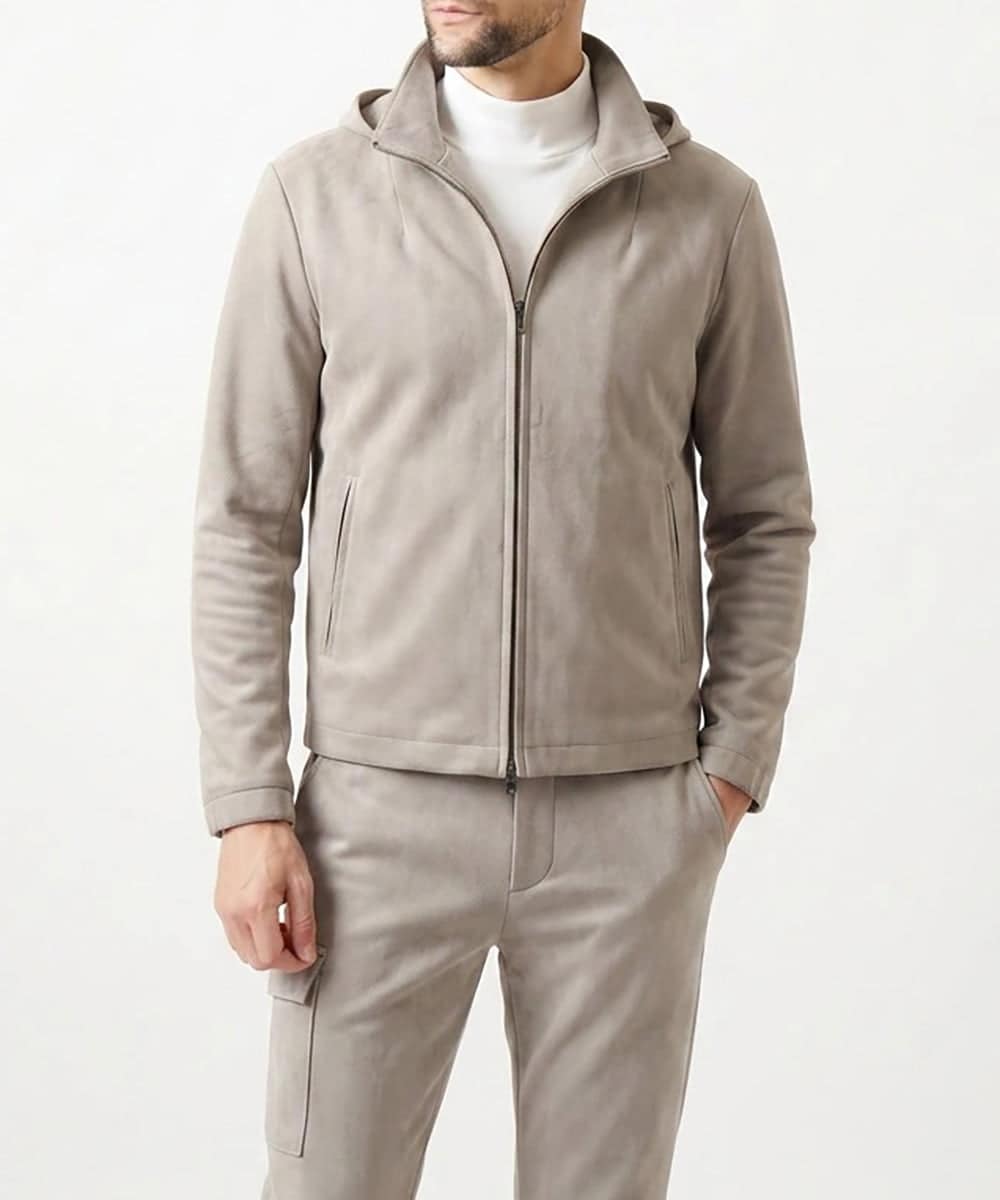 MNCAI64350 MICHEL KLEIN HOMME(ミッシェルクラン オム) 【セットアップ】スエードジップアップパーカー アイボリー