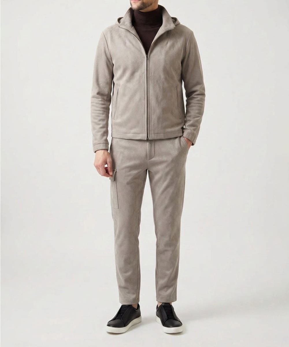 MNCAI64350 MICHEL KLEIN HOMME(ミッシェルクラン オム) 【セットアップ】スエードジップアップパーカー アイボリー