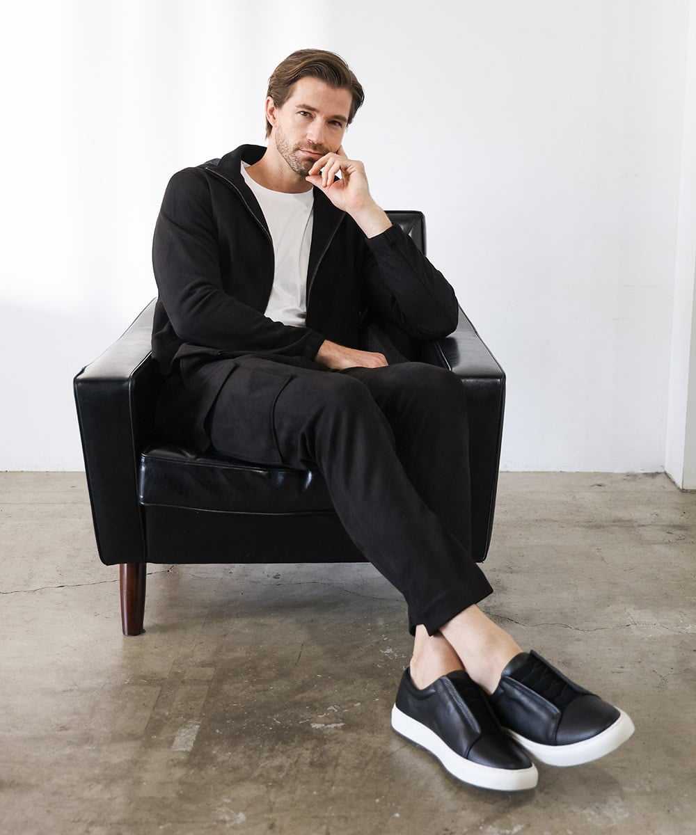 MNCAI64350 MICHEL KLEIN HOMME(ミッシェルクラン オム) 【セットアップ】スエードジップアップパーカー ブラック