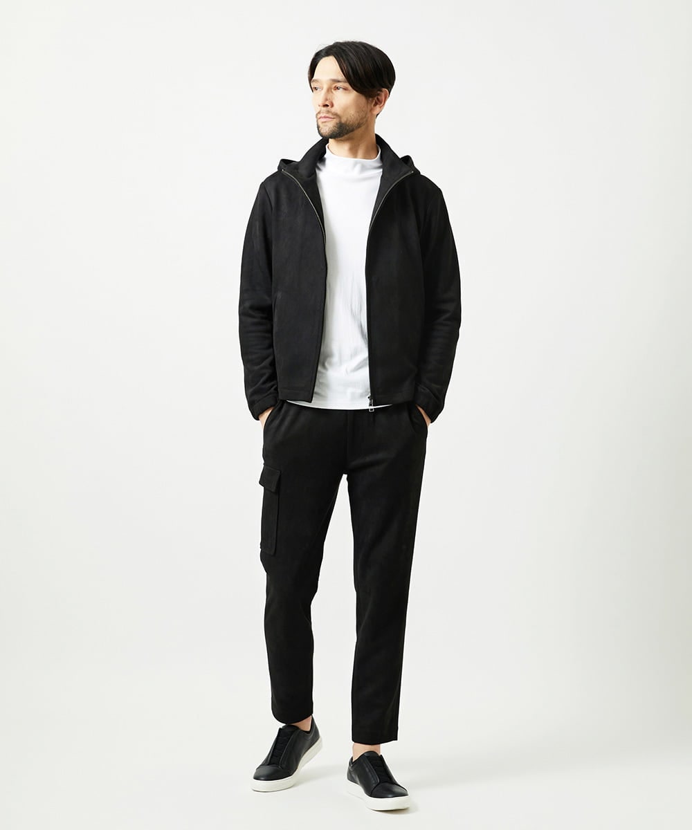 MNCAI64350 MICHEL KLEIN HOMME(ミッシェルクラン オム) 【セットアップ】スエードジップアップパーカー ブラック