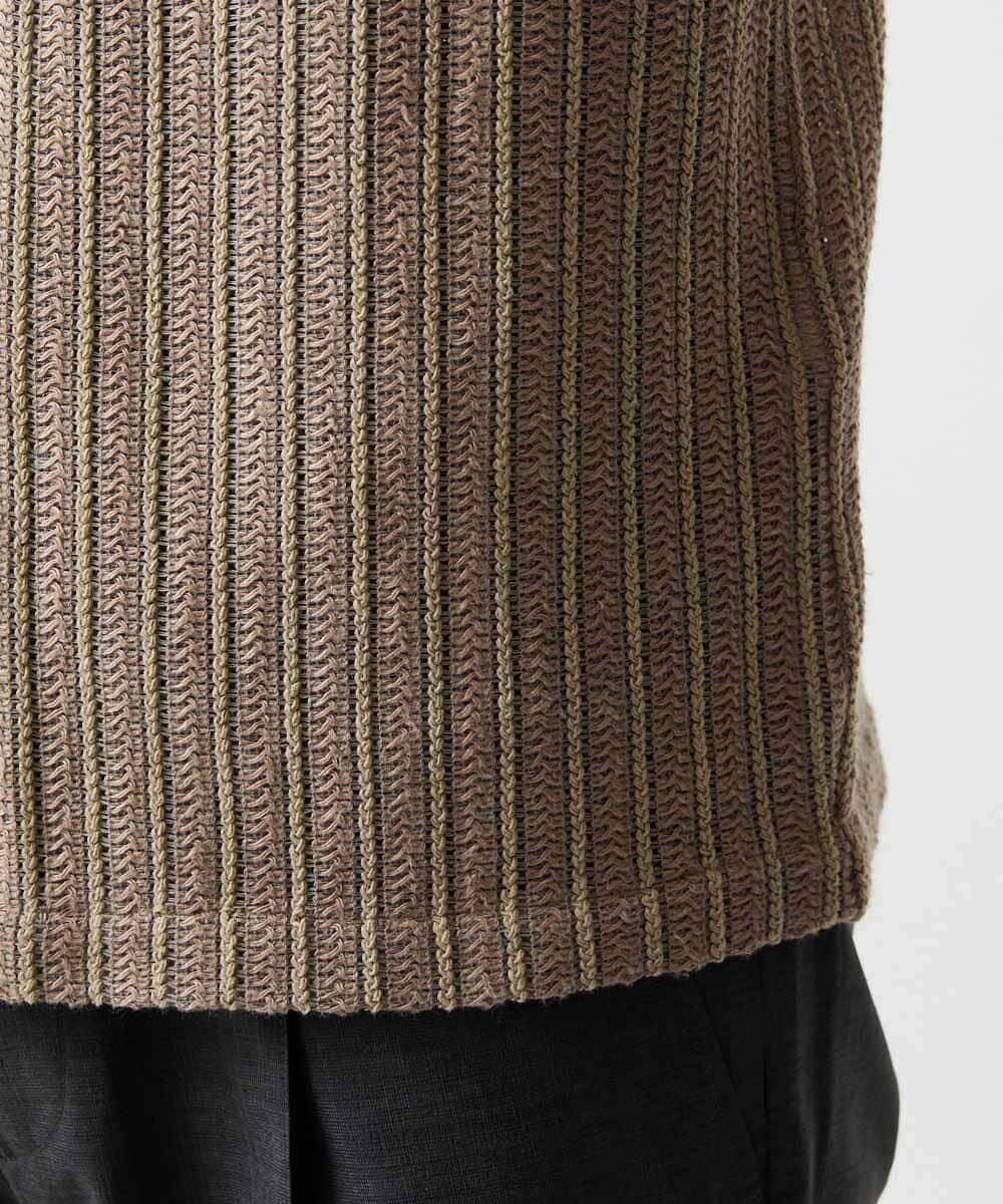 MNCJD72330 MICHEL KLEIN HOMME(ミッシェルクラン オム) ラッセル編みレースカーディガン ベージュ