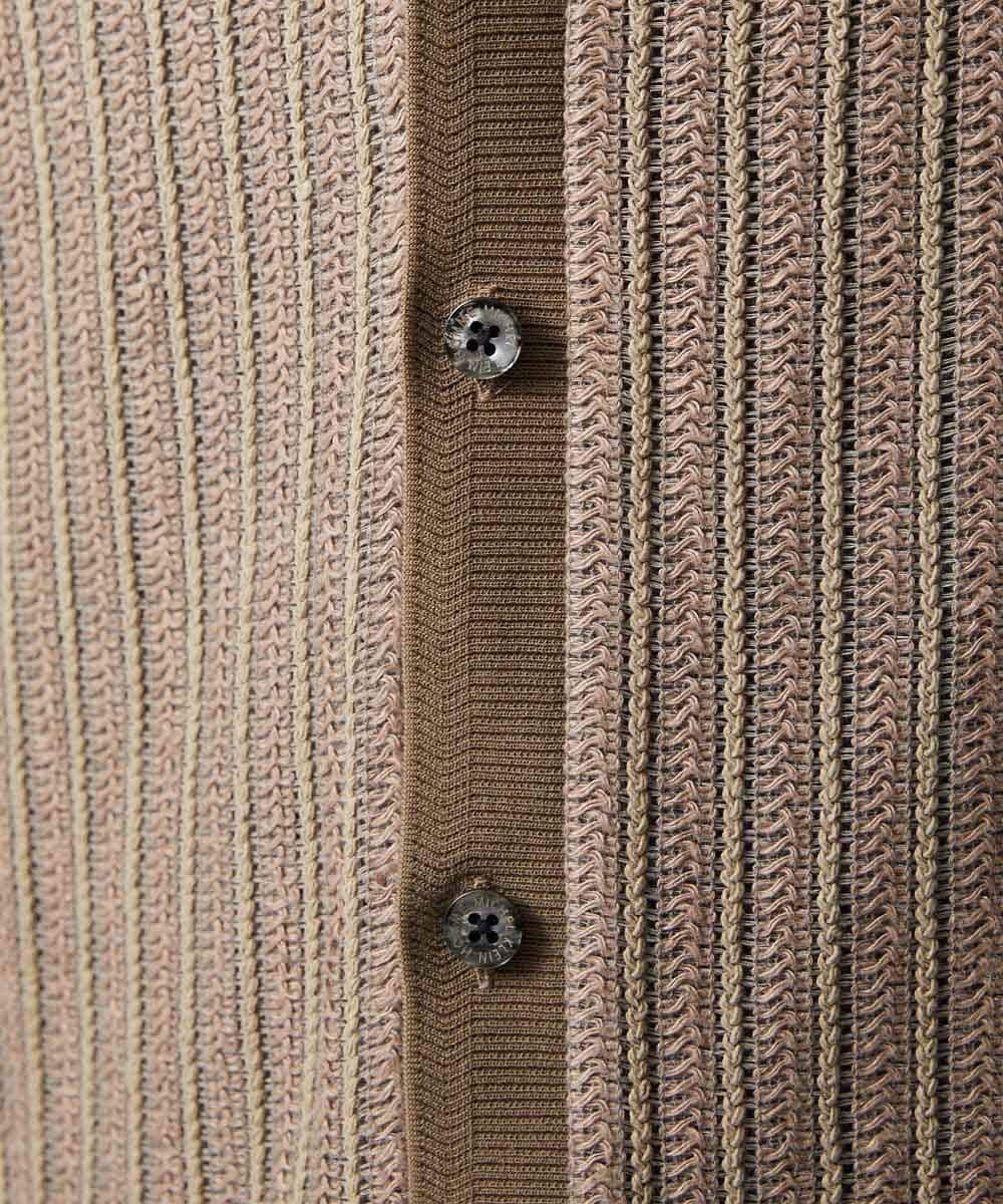 MNCJD72330 MICHEL KLEIN HOMME(ミッシェルクラン オム) ラッセル編みレースカーディガン ベージュ