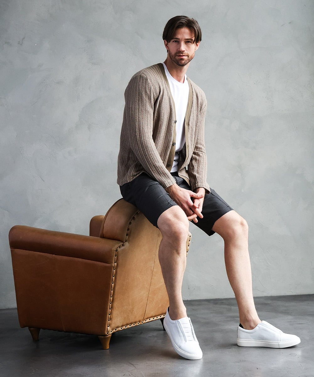 MNCJD72330 MICHEL KLEIN HOMME(ミッシェルクラン オム) ラッセル編みレースカーディガン ベージュ