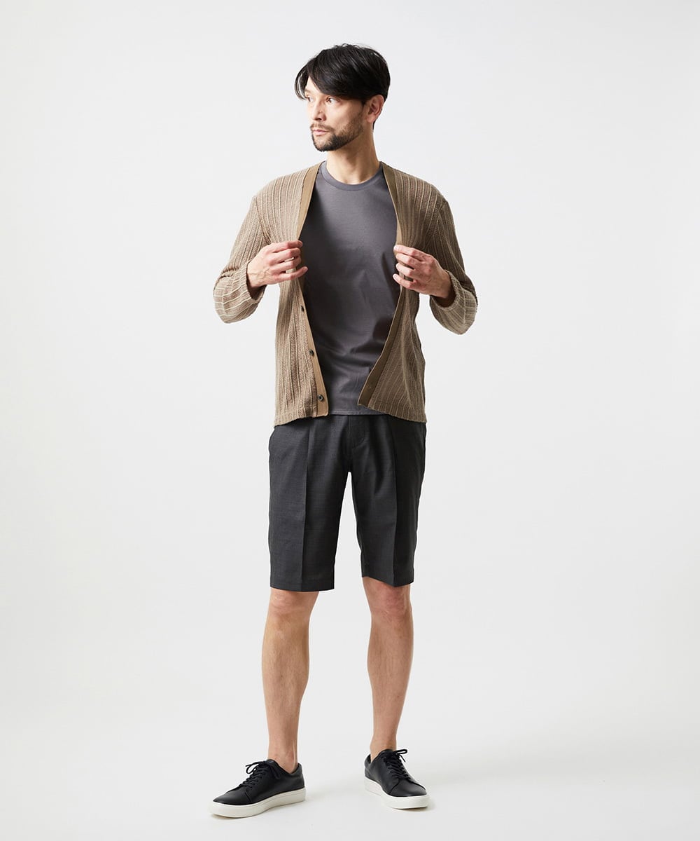MNCJD72330 MICHEL KLEIN HOMME(ミッシェルクラン オム) ラッセル編みレースカーディガン ベージュ