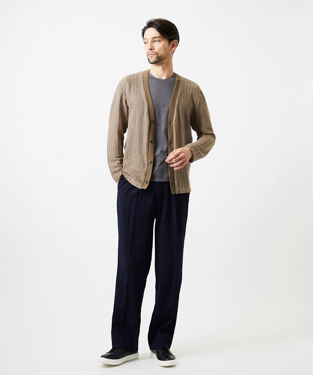 MNCJD72330 MICHEL KLEIN HOMME(ミッシェルクラン オム) ラッセル編みレースカーディガン ベージュ