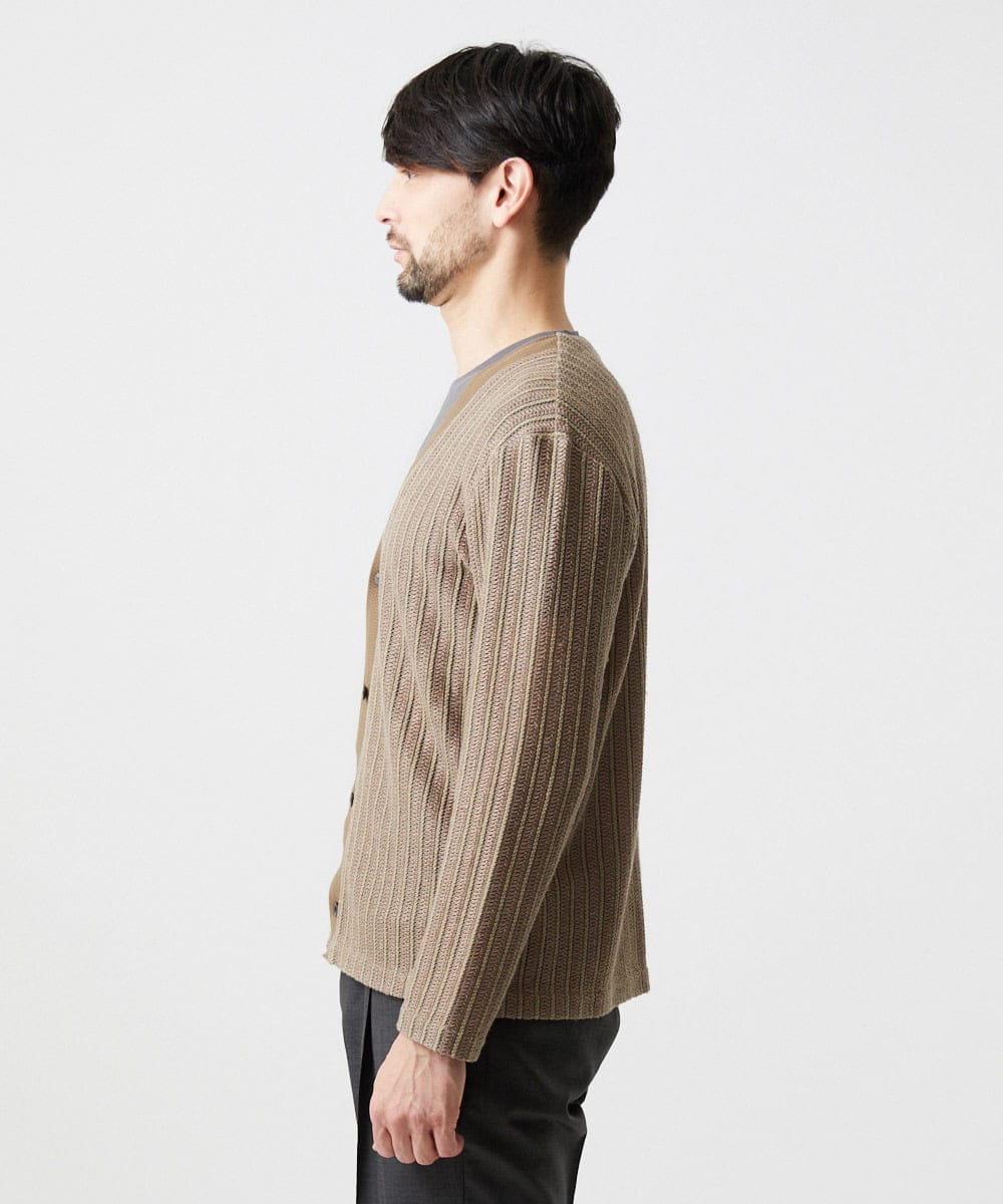 MNCJD72330 MICHEL KLEIN HOMME(ミッシェルクラン オム) ラッセル編みレースカーディガン ベージュ