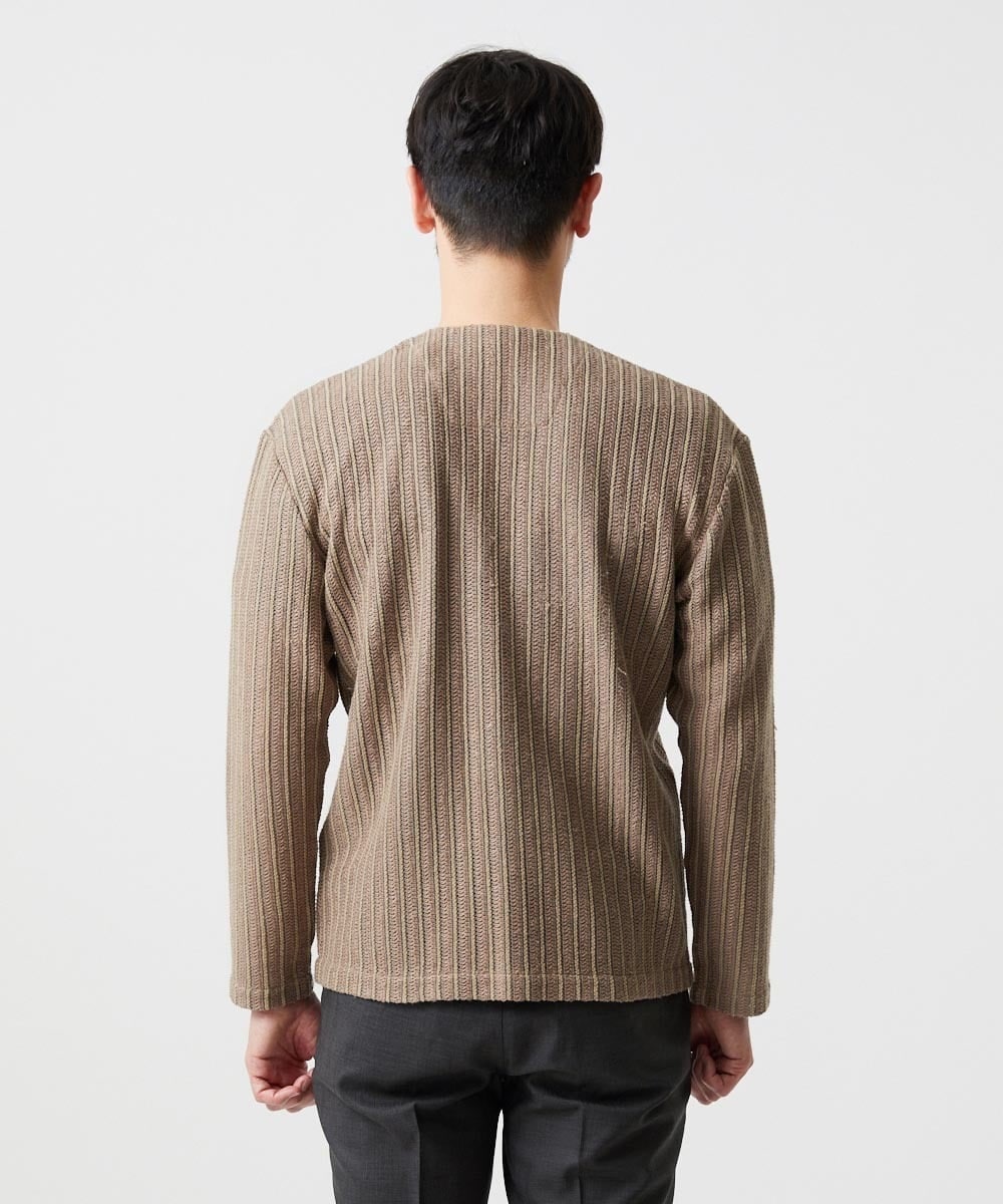 MNCJD72330 MICHEL KLEIN HOMME(ミッシェルクラン オム) ラッセル編みレースカーディガン ベージュ