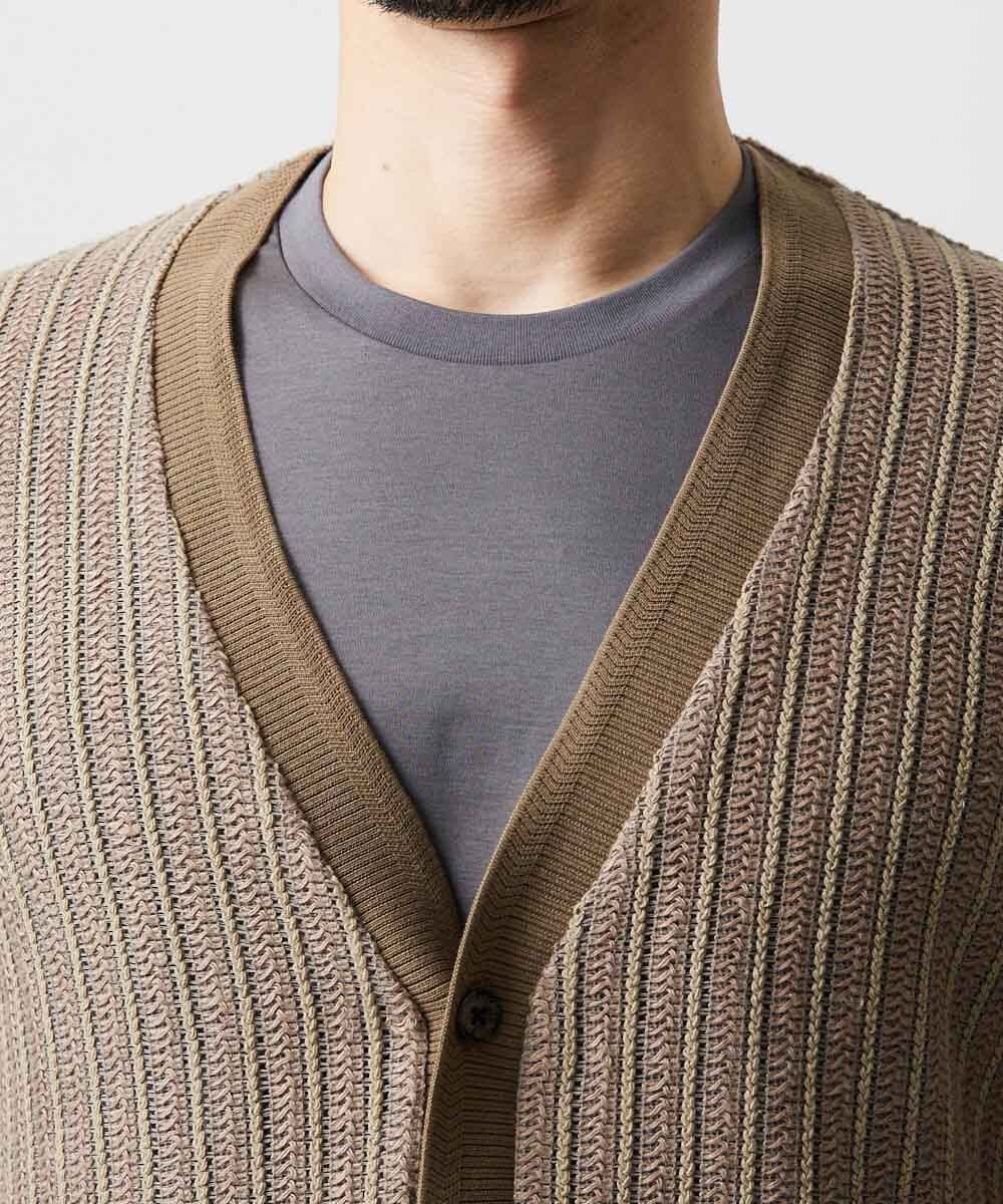 MNCJD72330 MICHEL KLEIN HOMME(ミッシェルクラン オム) ラッセル編みレースカーディガン ベージュ