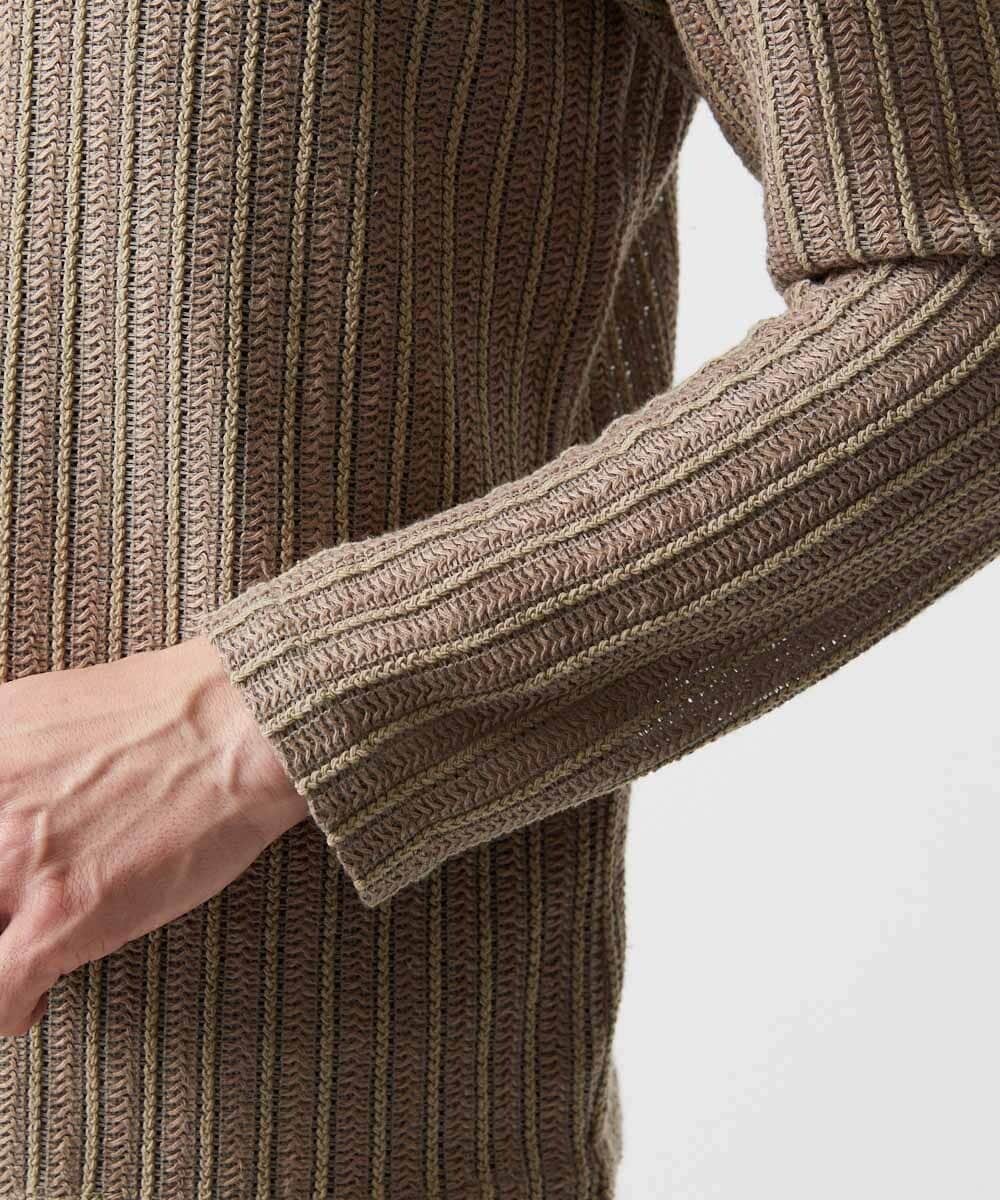 MNCJD72330 MICHEL KLEIN HOMME(ミッシェルクラン オム) ラッセル編みレースカーディガン ベージュ