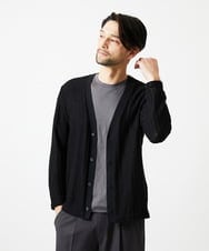 MNCJD72330 MICHEL KLEIN HOMME(ミッシェルクラン オム) ラッセル編みレースカーディガン ブラック