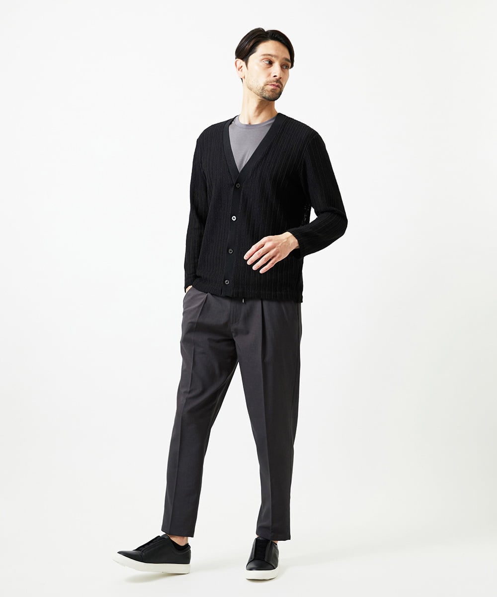 MNCJD72330 MICHEL KLEIN HOMME(ミッシェルクラン オム) ラッセル編みレースカーディガン ブラック