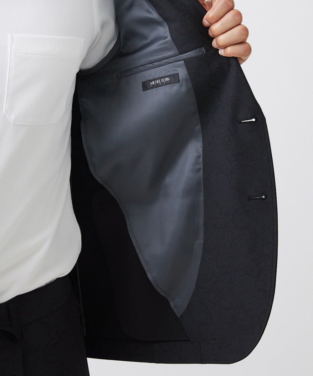 MNDAA50450 MICHEL KLEIN HOMME(ミッシェルクラン オム) 総柄テーラードジャケット セットアップ ブラック