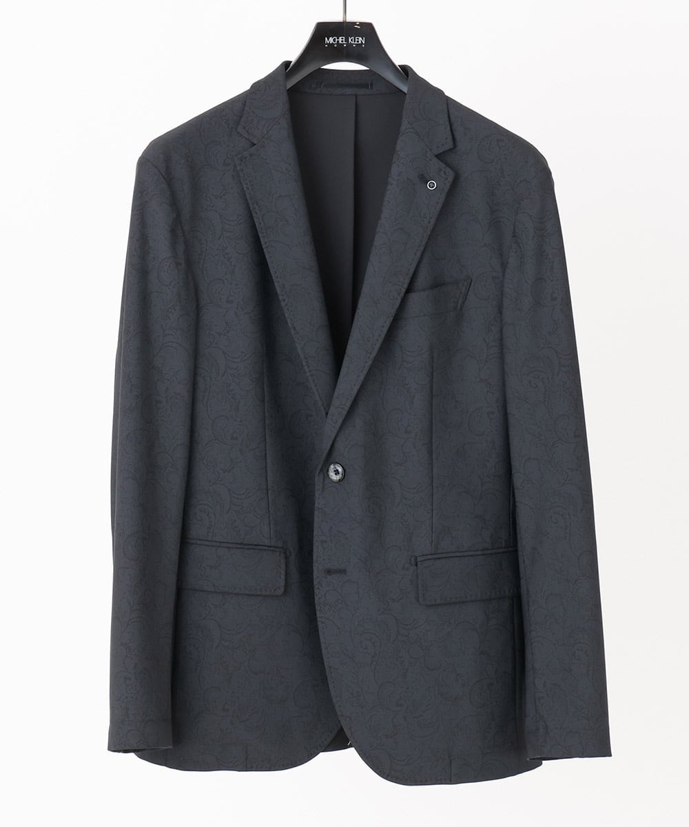 MNDAA50450 MICHEL KLEIN HOMME(ミッシェルクラン オム) 総柄テーラードジャケット セットアップ ブラック