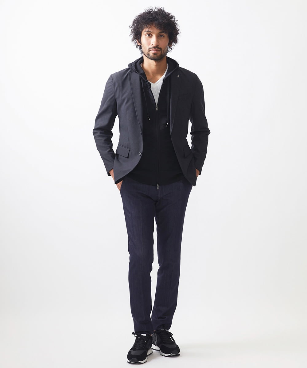 MNDAA50450 MICHEL KLEIN HOMME(ミッシェルクラン オム) 総柄テーラードジャケット セットアップ ブラック